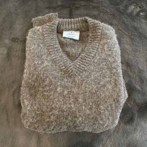 Prada gray v-neck alpaca sweater size 50
